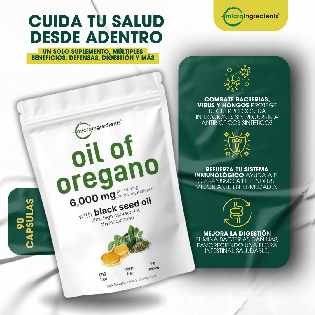 Aceite de Oregano con Semilla Negra| Inmunidad para tu Cuerpo ¡90 Cápsulas!