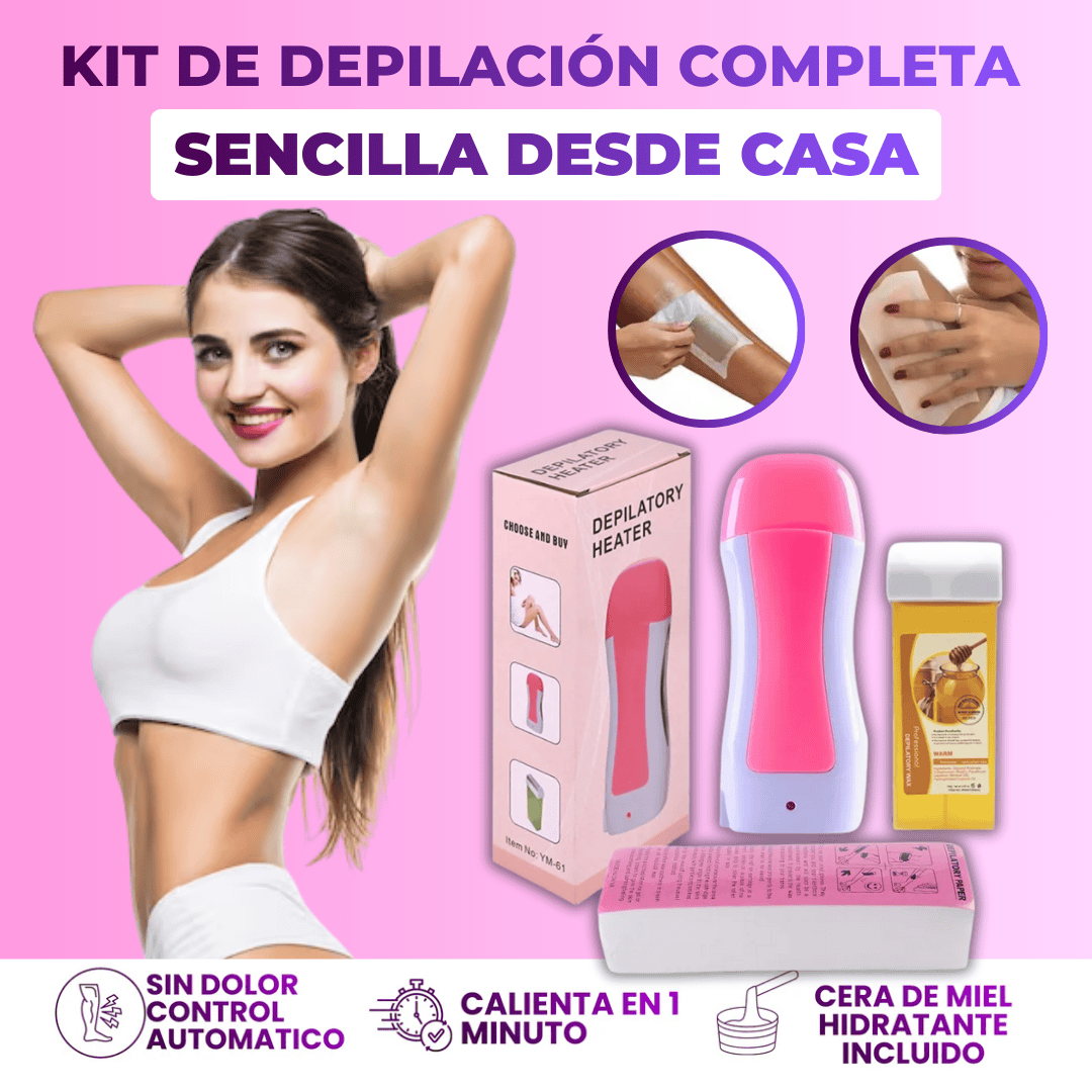 Kit Profesional de Depilación en Casa (Calentador + Roll-On + Bandas)